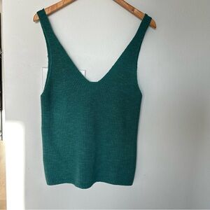 Faherty Teal Knit Tank Top Medium Miramar Linen organic cotton. NWT